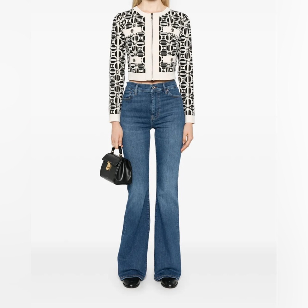 Frame Le High Flare Classic Tailored Mid-Blue High-Rise Jeans 25